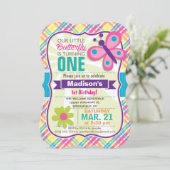 Kleurrijke Vlinder & Bloem, Geplaagd Verjaardagsfe Kaart (Staand voorkant)