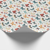 Kleurrijke vlinder, bloemen en bladeren patroon cadeaupapier (Hoek)