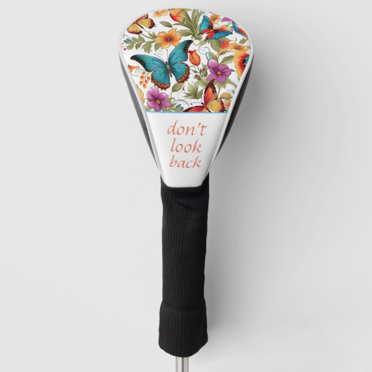 Kleurrijke vlinder bloemen patroon golfheadcover (Voorkant)