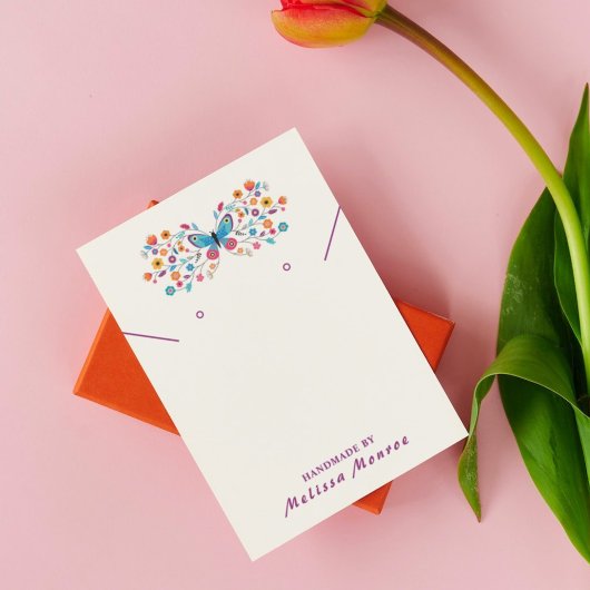 Kleurrijke Vlinder Bloemen Sieraden Display Kaart