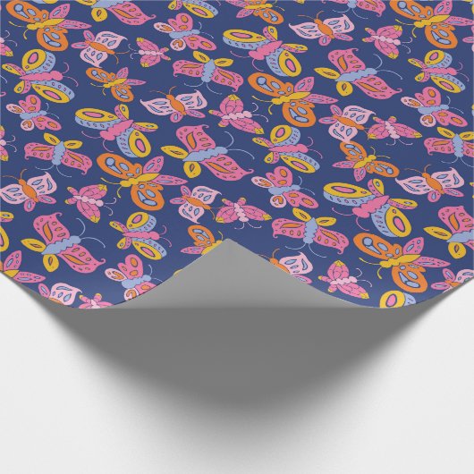 kleurrijke vlinder cadeaupapier (Hoek)