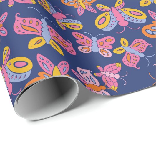 kleurrijke vlinder cadeaupapier (Rol Hoek)