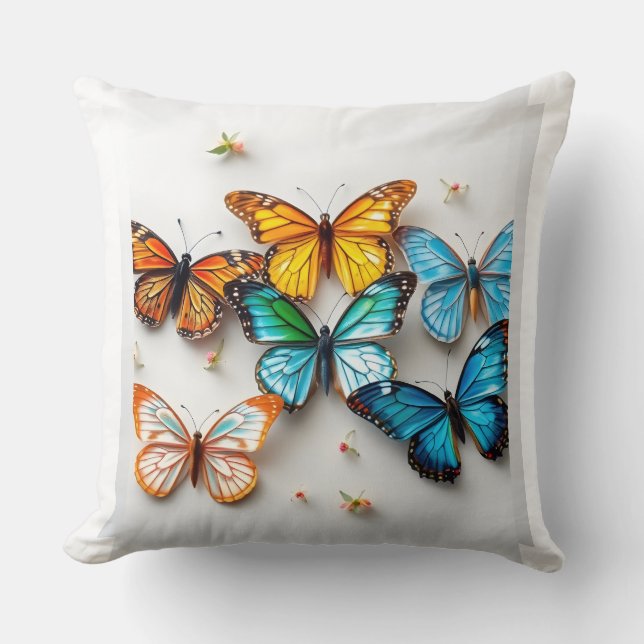 Kleurrijke vlinder Collectie met bloemenaccenten Kussen (Voorkant)