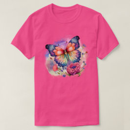 Kleurrijke Vlinder en Bloemen Unisex T-shirt