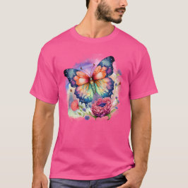Kleurrijke Vlinder en Bloemen Unisex T-shirt