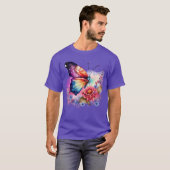 Kleurrijke Vlinder en Bloemen Unisex T-shirt (Voorkant volledig)