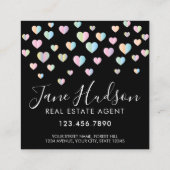 Kleurrijke Vlinder en Hartspikkels Ontwerp Vierkante Visitekaartje (Achterkant)