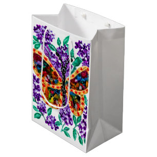 Kleurrijke Vlinder en Paarse Sering Medium Cadeauzakje