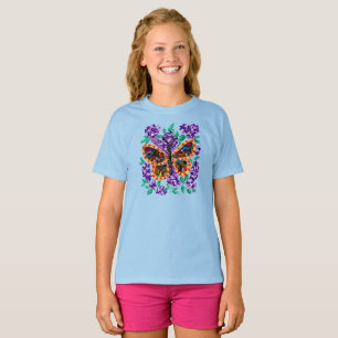 Kleurrijke Vlinder en Paarse Sering T-shirt