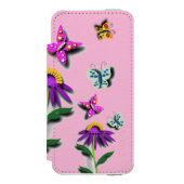 Kleurrijke vlinder en ventilator incipio iPhone portemonnee hoesje (Voorkant Agenda)
