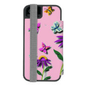 Kleurrijke vlinder en ventilator incipio iPhone portemonnee hoesje (Agenda Achterkant)