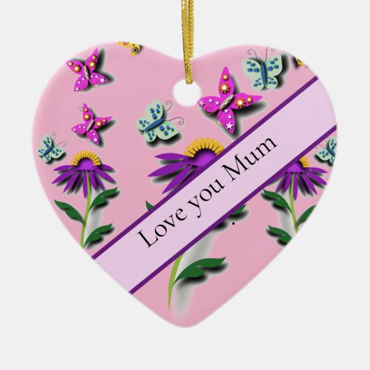 Kleurrijke vlinder en ventilator keramisch ornament (Voorkant)