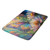 Kleurrijke vlinder en wilde bloemen bij zonsopgang badmat (Gekanteld)