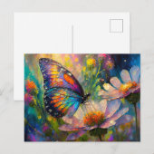Kleurrijke vlinder en wilde bloemen bij zonsopgang briefkaart (Voorkant / Achterkant)