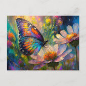 Kleurrijke vlinder en wilde bloemen bij zonsopgang briefkaart (Voorkant)