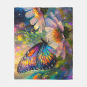 Kleurrijke vlinder en wilde bloemen bij zonsopgang fleece deken (Voorkant)