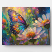 Kleurrijke vlinder en wilde bloemen bij zonsopgang fotoplaat (Voorkant)