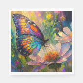 Kleurrijke vlinder en wilde bloemen bij zonsopgang servet (Voorkant)