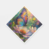 Kleurrijke vlinder en wilde bloemen bij zonsopgang servet (Hoek)