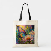 Kleurrijke vlinder en wilde bloemen bij zonsopgang tote bag (Achterkant)