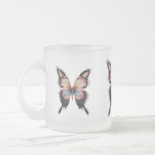 Kleurrijke vlinder Frosted Glass Mok (Links)