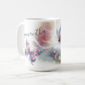 Kleurrijke Vlinder Gepersonaliseerde Koffie Mok (Voorkant links)