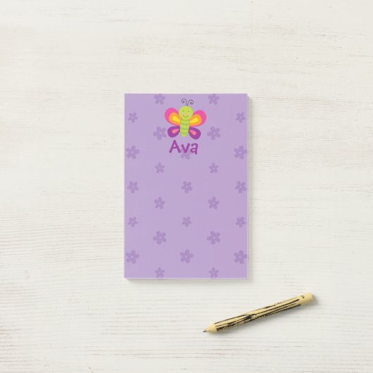 Kleurrijke vlinder gepersonaliseerde post-it notit post-it® notes (Op bureau)