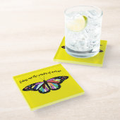kleurrijke vlinder glazen onderzetter (Schuin)