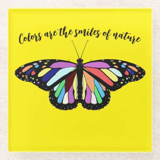 kleurrijke vlinder glazen onderzetter (Voorkant)