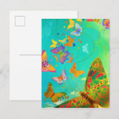 , kleurrijke vlinder Gold Waterverf Aankondigingskaart (Voorkant / Achterkant)