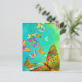 , kleurrijke vlinder Gold Waterverf Aankondigingskaart (Staand voorkant)