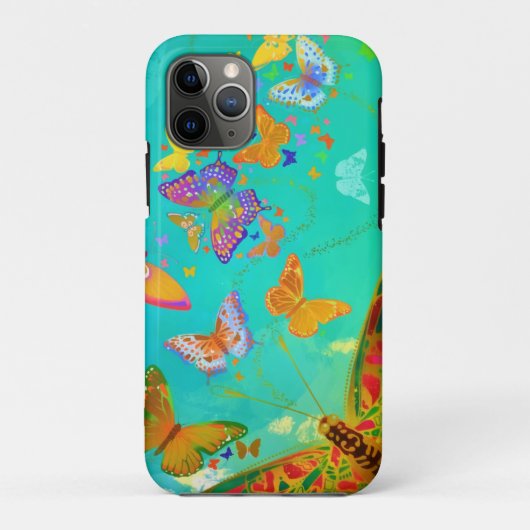 , kleurrijke vlinder Gold Waterverf Case-Mate iPhone Case (Achterkant)