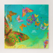 , kleurrijke vlinder Gold Waterverf Legpuzzel (Horizontaal)