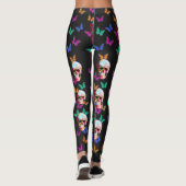 Kleurrijke vlinder gotische suiker schedel leggings (Achterkant)