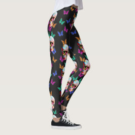 Kleurrijke vlinder gotische suiker schedel leggings