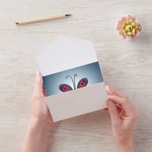 Kleurrijke Vlinder Illustratie All In One Uitnodiging