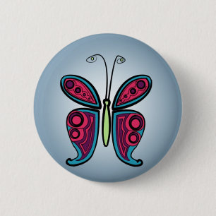 Kleurrijke Vlinder Illustratie Ronde Button 5,7 Cm