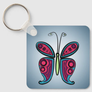 Kleurrijke Vlinder Illustratie Sleutelhanger