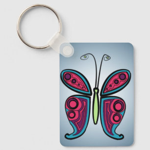 Kleurrijke Vlinder Illustratie Sleutelhanger