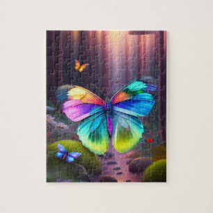 Kleurrijke Vlinder in een Magisch Bos Legpuzzel