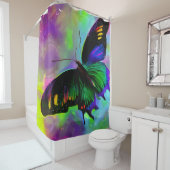 Kleurrijke Vlinder in Vlucht Douchegordijn (In situ)