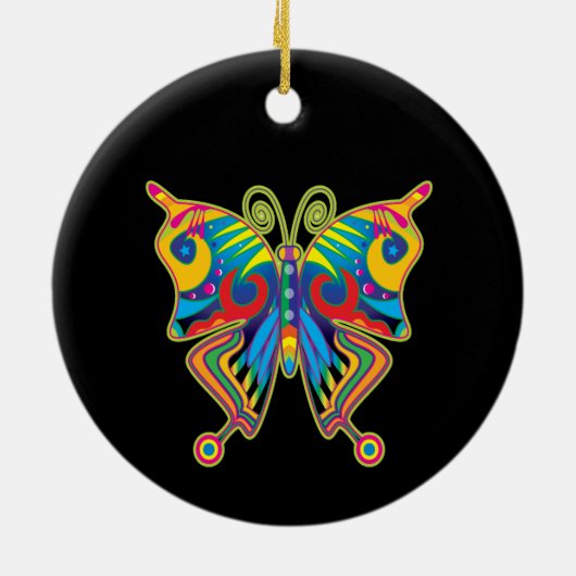 Kleurrijke vlinder keramisch ornament (Achterkant)