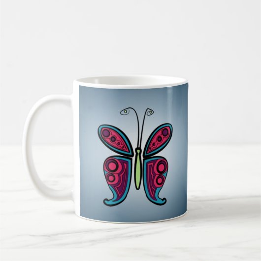 Kleurrijke vlinder koffiemok (Links)