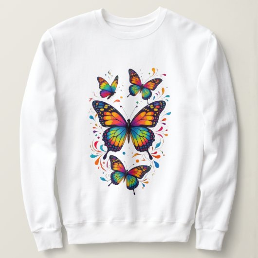 Kleurrijke Vlinder Kunst Zweetshirt Trui (Design voorkant)