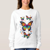 Kleurrijke Vlinder Kunst Zweetshirt Trui (Voorkant)