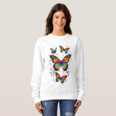 Kleurrijke Vlinder Kunst Zweetshirt Trui (Voorkant volledig)