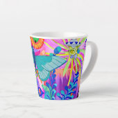 Kleurrijke Vlinder Latte Mok (Rechterhoek)