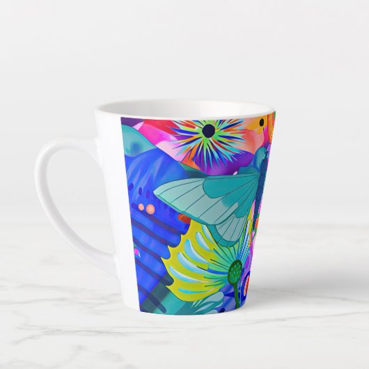 Kleurrijke Vlinder Latte Mok (Links)