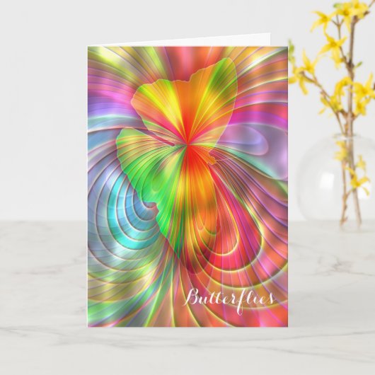 Kleurrijke vlinder met een Schattige gedicht Kaart (Gele Bloem)