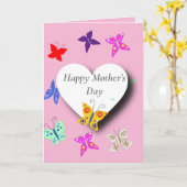 Kleurrijke Vlinder Moederdag Kaart (Gele Bloem)